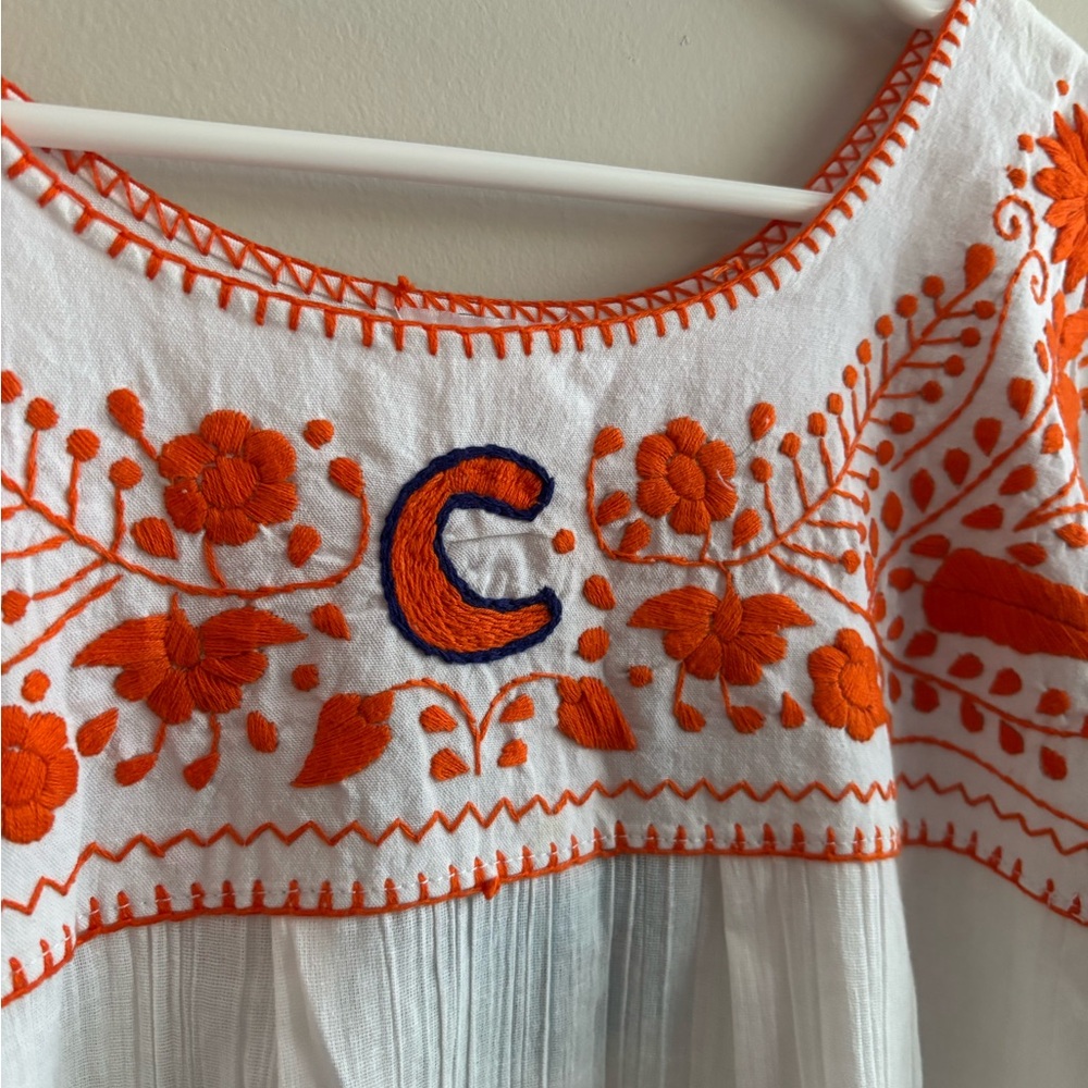 Clemson Kickoff Couture Embroidered White and Orange Women's Top Size Large - Picture 2 of 9